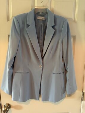 Calvin Klein Pale Blue Single-Button Blazer